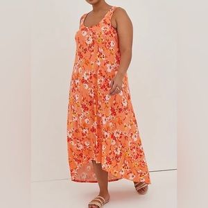 Torrid Size 6 Orange Floral Hi-Lo Dress Worn a few times